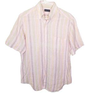 Paolo Cellini Mens Pink Vertical Striped Short Sle